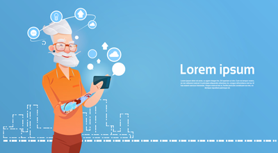 لایه باز وکتور مرد در حال کار با موبایل