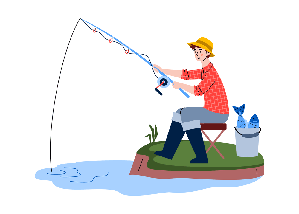 لایه باز وکتور مرد در حال ماهیگیری