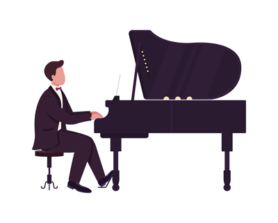 لایه باز وکتور مرد در  حال پیانو زدن