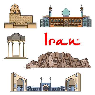 لایه باز وکتور دیدنی های معماری ایران