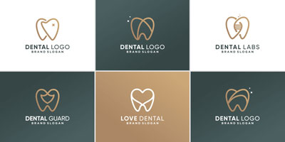 لایه باز لوگو مجموعه ای از دندان ها با شکلهای مختلف