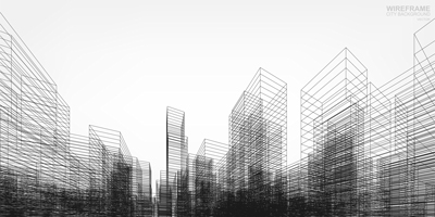 لایه باز وکتور مدل قاب سیم یک ساختمان مسکونی چند طبقه