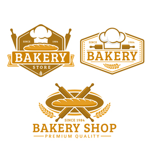 لایه باز لوگو و آرم مجموعه ای از قالب آرم نانوایی و فروشگاه نانوایی