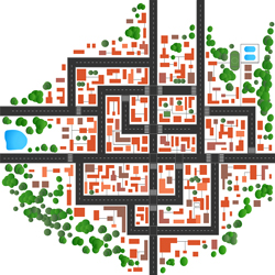 لایه باز وکتور نمای بالایی از نقشه شهر