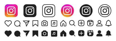 آرم لوگو و آیکون های مربوط به پیج اینستاگرام