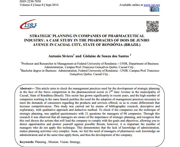 برنامه ریزی استراتژیک در شرکت های صنعت دارویی