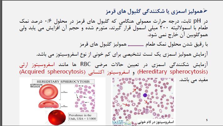 آزمایش همولیز اسمزی یا شکنندگی گلبول های قرمز Osmotic hydrolysis or fragility of red blood cell 1
