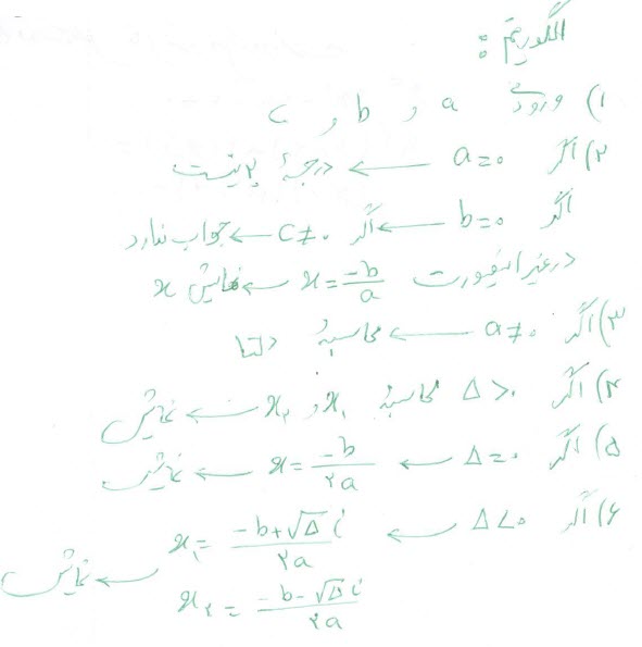 کد متلب حل معادلۀ درجه دوم