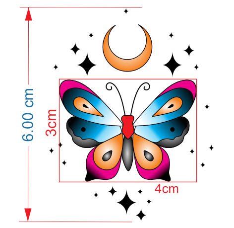 فایل وکتور طرح تتو رنگی پروانه ( 6 سانت )
