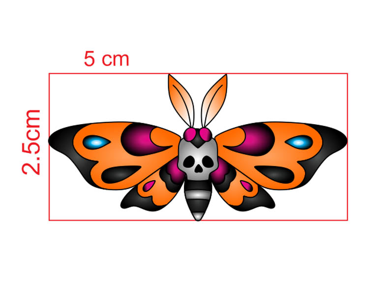 فایل وکتور طرح تتو رنگی پروانه ( 5 سانت )