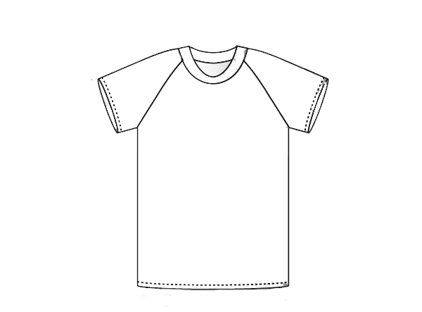 الگو سایز بندی تیشرت رگلان پسرانه (سایز S, M, L ,LL
