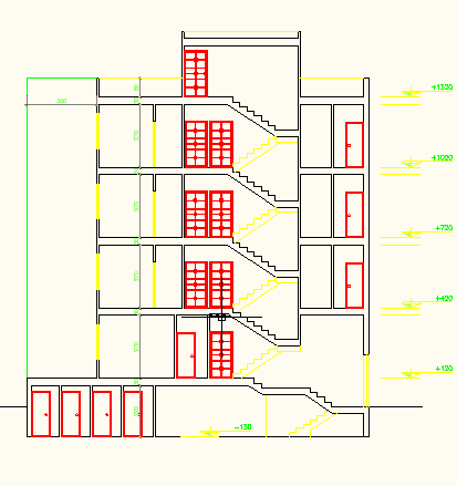 فایل کامل نقشه اتوکد ،اسکلت فلزی ،5 طبقه (یک طبقه زیر زمین +چهار طبقه مسکونی )