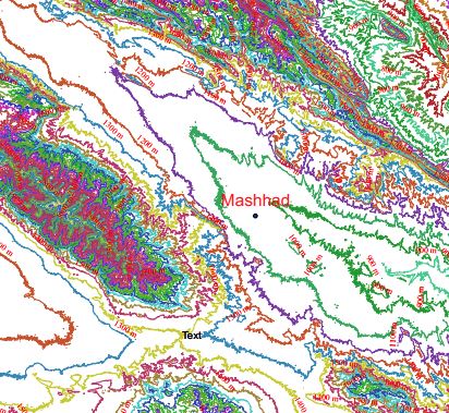 دانلود نقشه توپوگرافی مشهد و کوهستان های اطراف