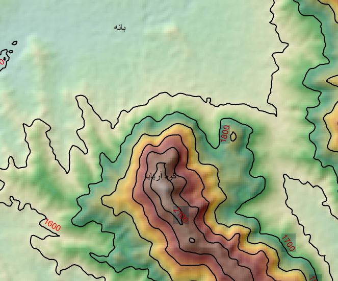 دانلود نقشه توپوگرافی کوه آربابا در بانه