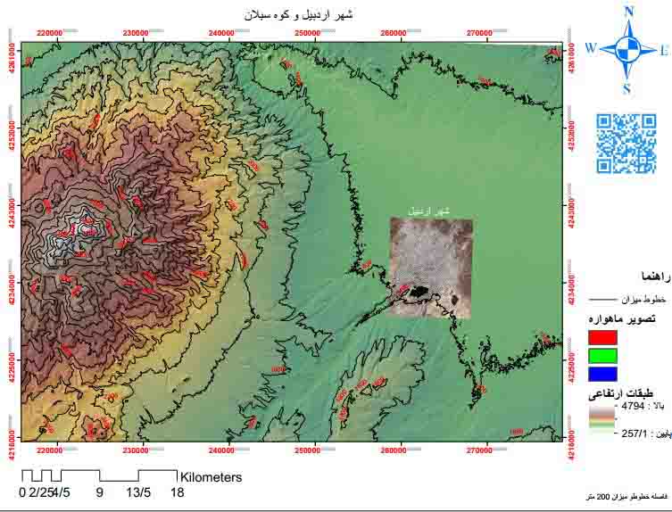 دانلود نقشه توپوگرافی شهر اردبیل و کوهستان های اطراف