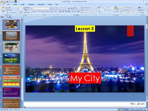 پاورپوینت درس پنجم زبان انگلیسی پایه هشتم (My City )