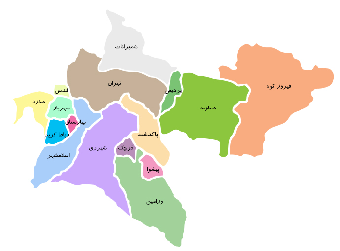 نقشه جی ای اس استان تهران 1399