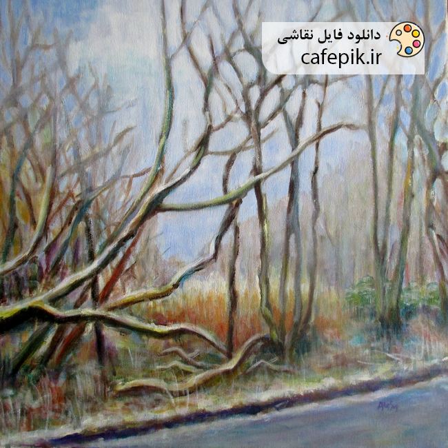 دانلود نقاشی مدرن شماره 116  پائیز درخت خزان باد