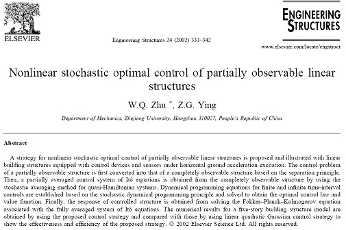 Nonlinear stochastic optimal control of partially observable linear structures