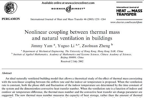 Nonlinear coupling between thermal mass and natural ventilation in buildings
