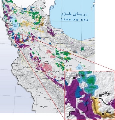 نقشه معادن طلا ایران کامل رنگی 100 در 70 سانتیمتر