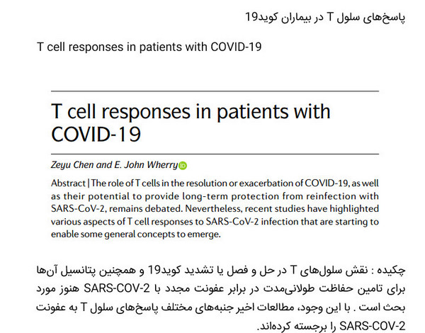 پاسخ‌های سلول T در بیماران کوید19