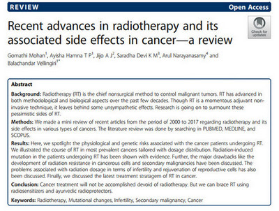 پیشرفت‌های اخیر در پرتو درمانی و عوارض جانبی مرتبط با آن در سرطان