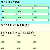 برنامه محاسبه دترمینان و معکوس ماتریس 3*3