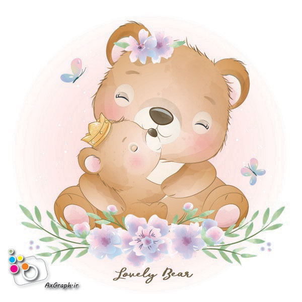 وکتور کارتونی خرس مادر و بچه-کد 28
