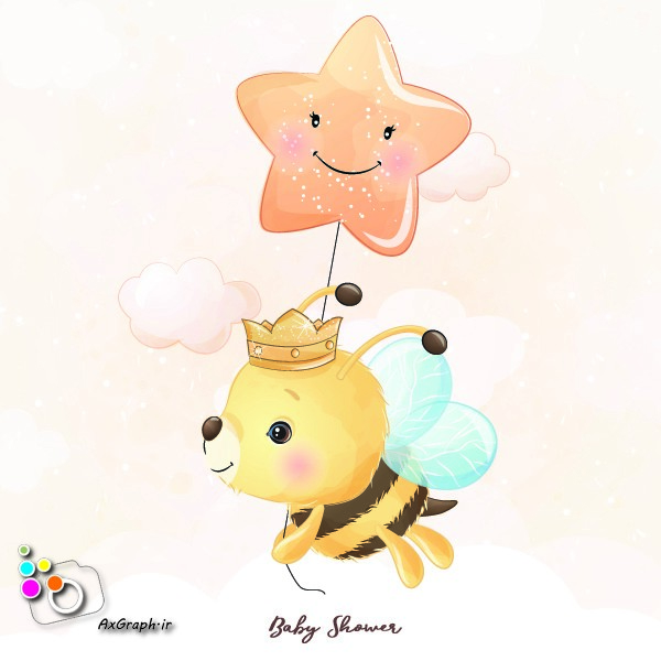 وکتور کارتونی زنبور عسل و ستاره سربی-کد 45