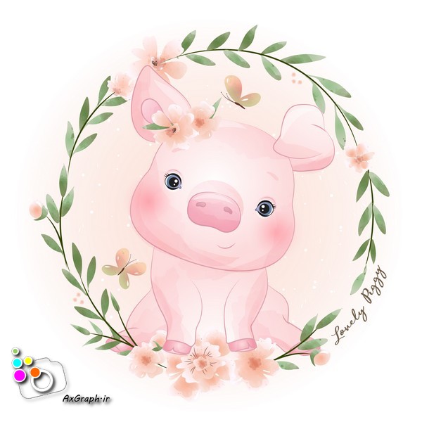 وکتور کودکانه بچه خوک دوست داشتنی-کد 134