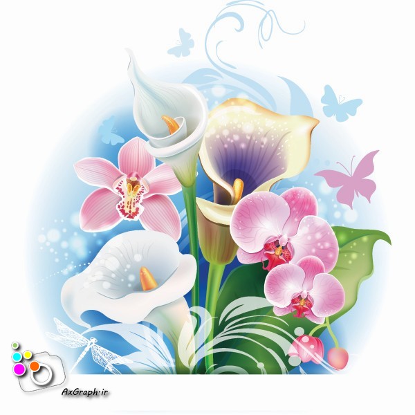 وکتور دسته گل لیلیوم -کد 219