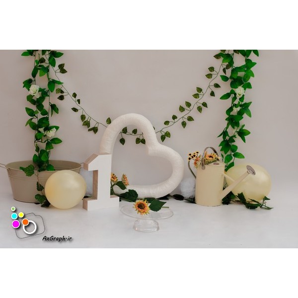 بک دراپ تولد تم گل آفتابگردون-کد 745