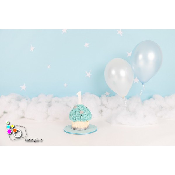 بک دراپ تولد تم ابر و بادکنک-کد 814