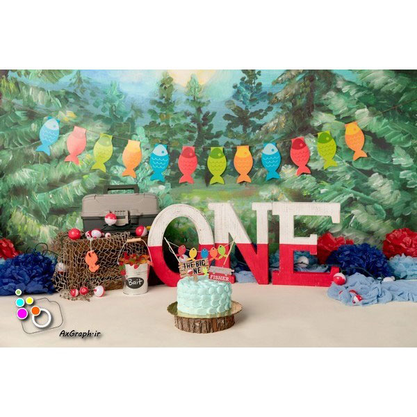 بک دراپ تولد تم ماهیگیر-کد 955