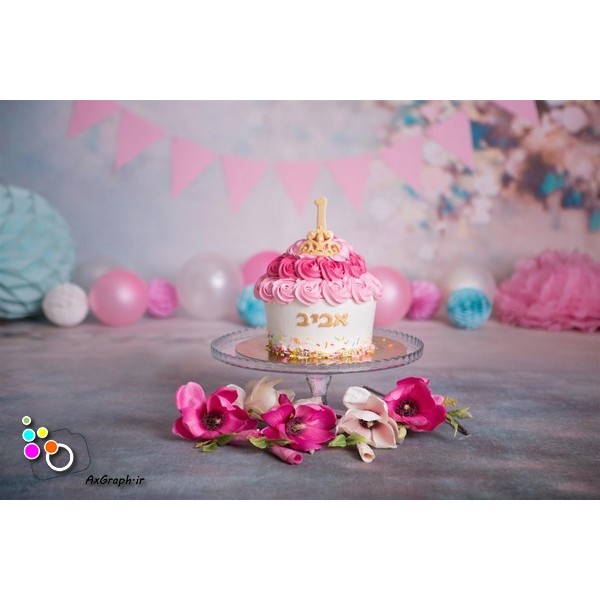بک دراپ تولد تم صورتی-کد 960