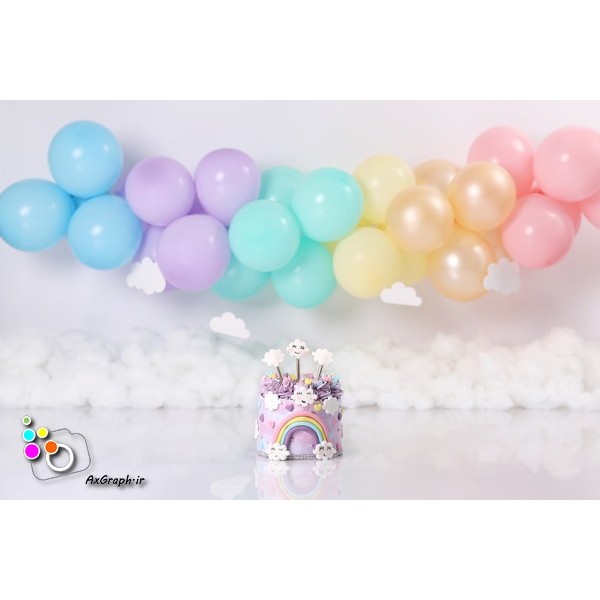 بک دراپ تولد تم ابرو رنگین کمان-کد 989