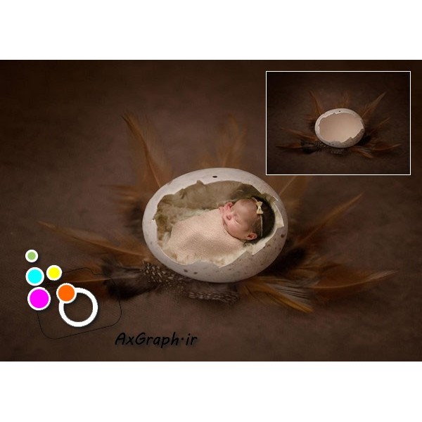 بک دراپ نوزاد و کودک تم پوسته تخم مرغ و پر-کد 1195