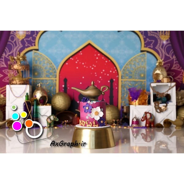 بک دراپ تولد تم چراغ جادو و علاءالدین-کد 1406