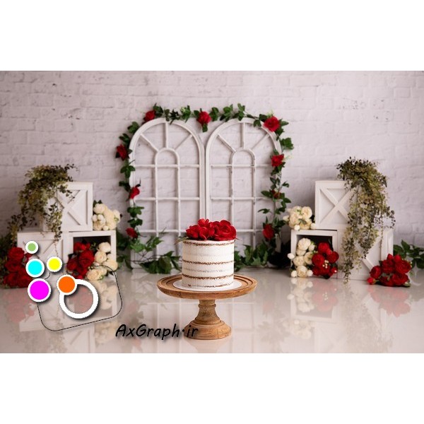 بک دراپ تولد تم رزهای قرمز-کد 1464