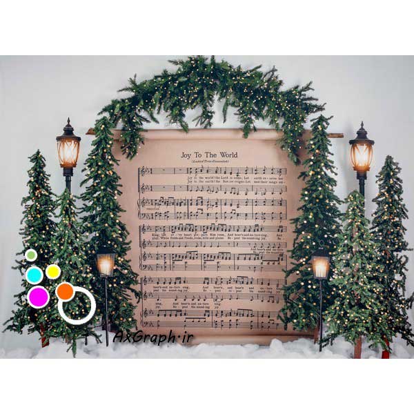 بک دراپ آتلیه تم آواز کریسمس-کد 1780