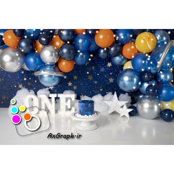 بک دراپ تولد تم فضانورد-کد 1865