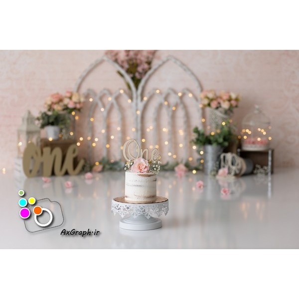 بک دراپ تولد تم گل رز-کد 2142
