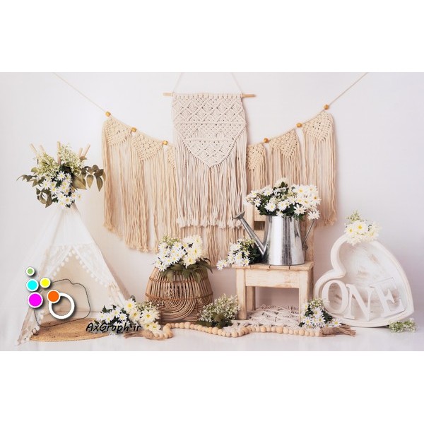 بک دراپ آتلیه تم گل نرگس-کد 2154
