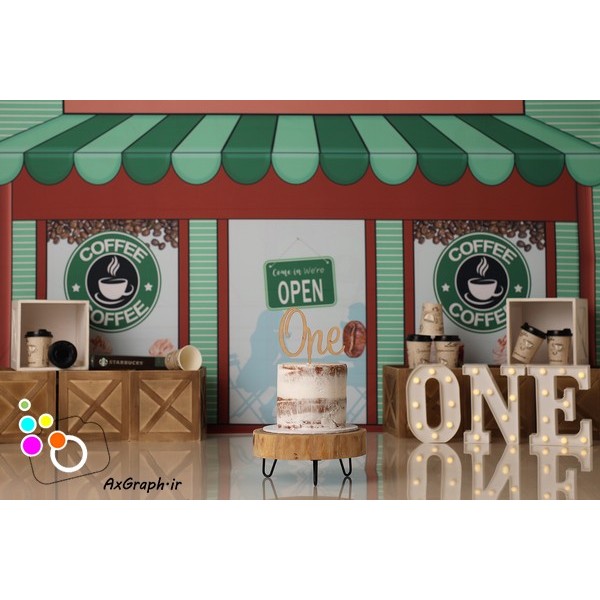 بک دراپ تولد تم کافی شاپ-کد 2289