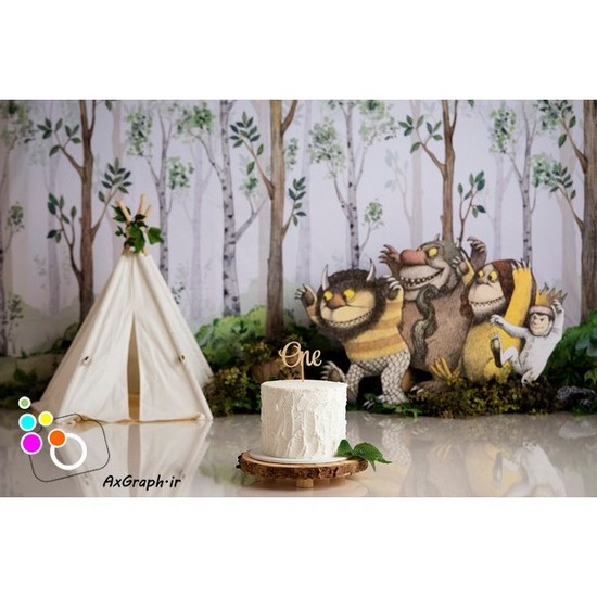 بک دراپ تولد تم جنگل-کد 2309
