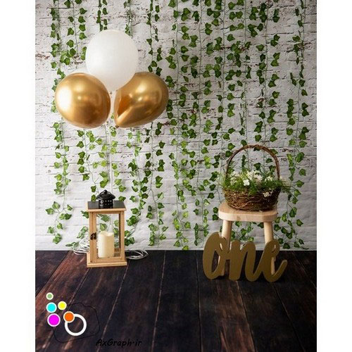 بک دراپ تولد تم سپید و طلایی-کد 2320