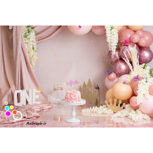 بک دراپ تولد تم پرنسس-کد 2346