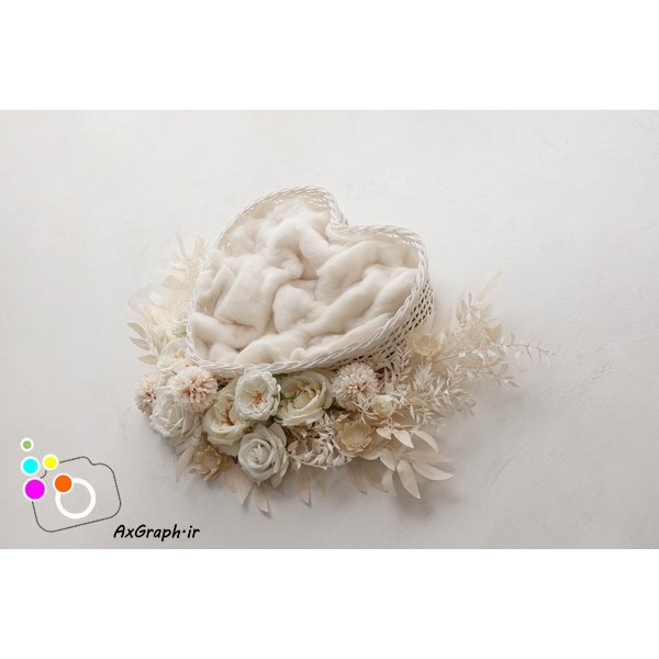بک دراپ نوزاد سبد قلب سپید-کد 2418