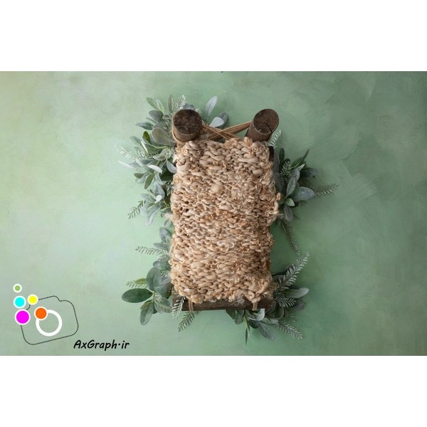 بک دراپ نوزاد تخت خواب سبز-کد 2433